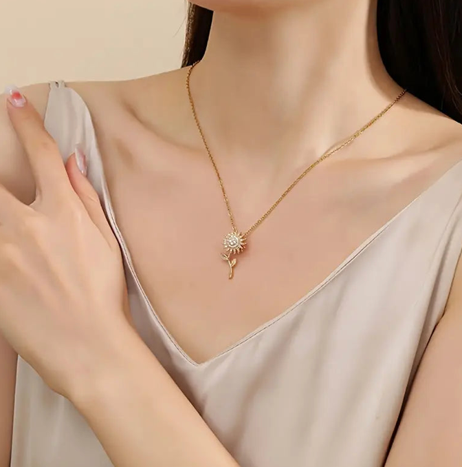 🌻 COLLAR GIRATORIO DE GIRASOL - TU MEJOR ALIADO PARA EL ÉSTRES 😱 50% DE DESCUENTO -Bañado en oro