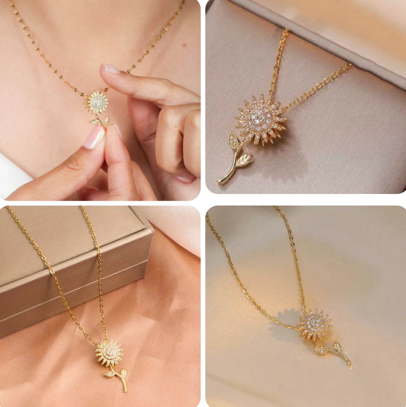🌻 COLLAR GIRATORIO DE GIRASOL - TU MEJOR ALIADO PARA EL ÉSTRES 😱 50% DE DESCUENTO -Bañado en oro